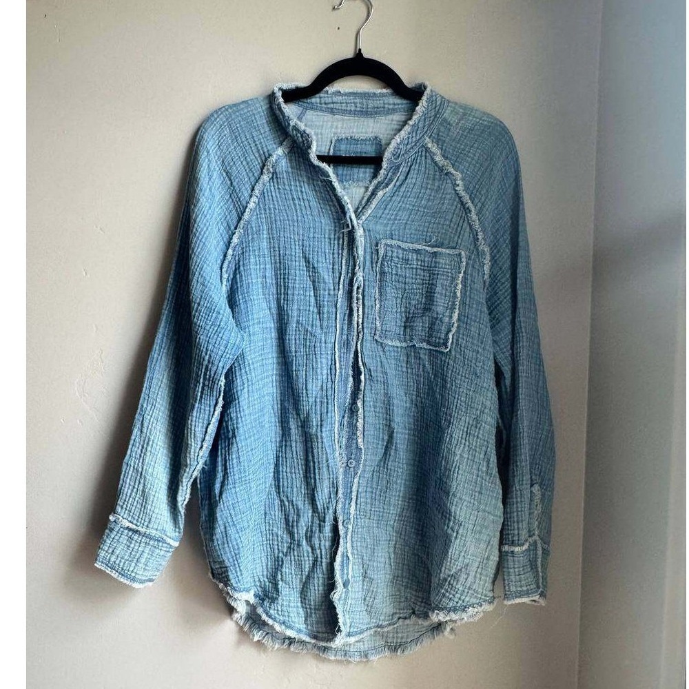 Aerie Oversized Cotton Gauze Button Down Shirt Coastal Cottagecore Euro Summer